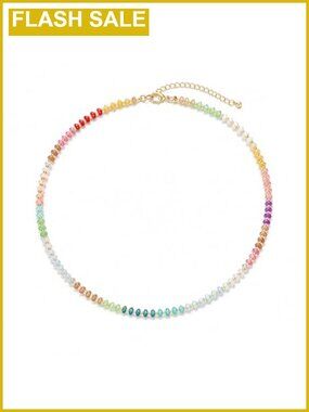 Gemstone Beaded Necklace Gold Spacer Lobster Clasp Adjustable Layering Boho
